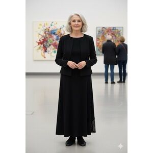 EILEEN FISHER Black Skirt with Mesh‎ Detail